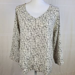 Gibson long sleeve 100% back zip v neck top Small